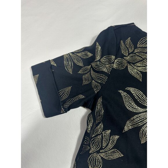 Karen Scott Sport Dress Size L Sleeve Cotton Blend Golden Leaves - Picture 2 of 6
